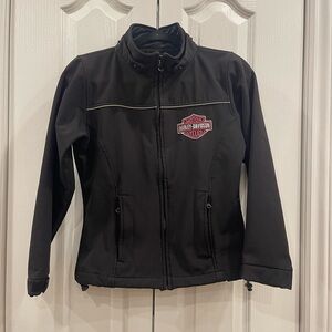 Harley-Davidson Women’s Black Softshell Jacket with Logo Zip Up Motorcycle Style